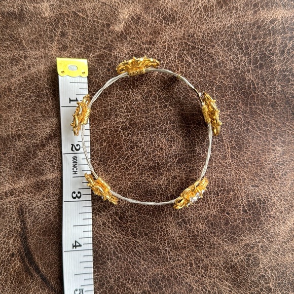 Seasonal Whispers Gold and silver with floral and rhinestone motif bracelet - Picture 3 of 4